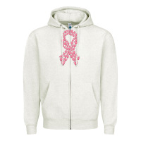 Oatmeal Heather breast cancer ribbon Zipper Hoodie - MaliasSmallBusiness