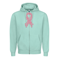 Seafoam breast cancer ribbon Zipper Hoodie - MaliasSmallBusiness