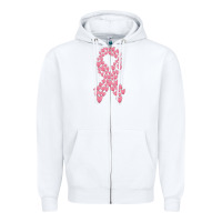 White breast cancer ribbon Zipper Hoodie - MaliasSmallBusiness
