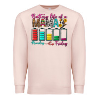 Pale Pink Battery Life Of A Mama Premium Sweatshirt - BundleAndBundleShop