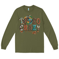 Army Green rodeo crazy bucking bronco cowboy Long Sleeve Tee - Artiststas