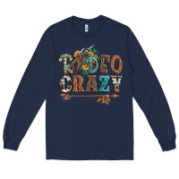 Navy rodeo crazy bucking bronco cowboy Long Sleeve Tee - Artiststas