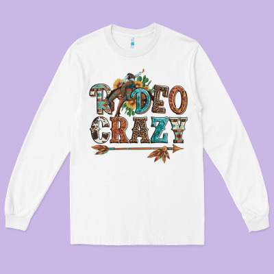 Rodeo Crazy Bucking Bronco Cowboy Long Sleeve Tee Designed By Artiststas