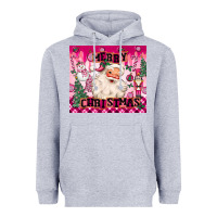 Heather Grey merry pink christmas santa Heavyweight Hoodie - MaliasSmallBusiness