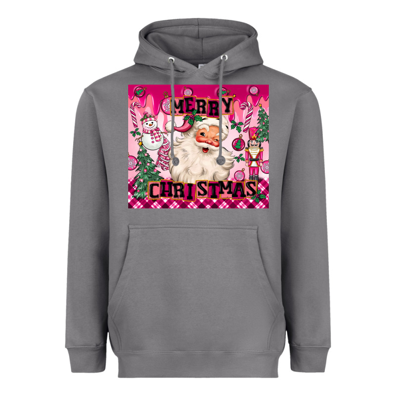 Merry Pink Christmas Santa Heavyweight Hoodie by MaliasSmallBusiness | Teevron