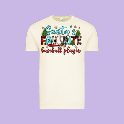 Santa S Favorite Baseball Player Vintage Tee Designed By Jahusdesignshop
