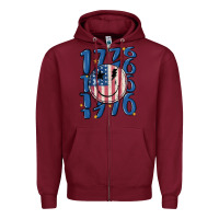 Burgundy 1776 Zipper Hoodie - MaliasSmallBusiness