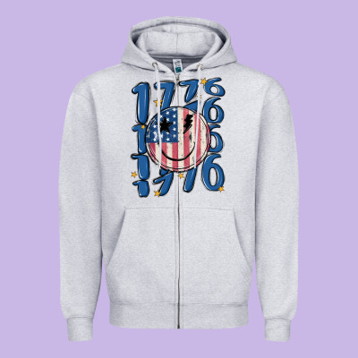 1776 Zipper Hoodie Designed By Maliassmallbusiness