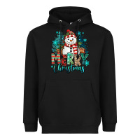 Black merry christmas snowman Heavyweight Hoodie - MaliasSmallBusiness