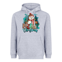 Heather Grey merry christmas snowman Heavyweight Hoodie - MaliasSmallBusiness