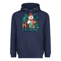 Navy merry christmas snowman Heavyweight Hoodie - MaliasSmallBusiness