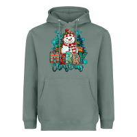 Sage merry christmas snowman Heavyweight Hoodie - MaliasSmallBusiness