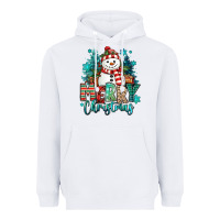 White merry christmas snowman Heavyweight Hoodie - MaliasSmallBusiness