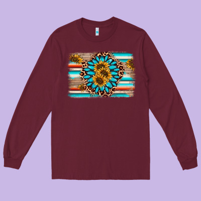 Gemstone Sunflower Background Long Sleeve Tee Designed By Adodesignshop