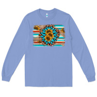 Colony Blue gemstone sunflower background Long Sleeve Tee - AdoDesignShop