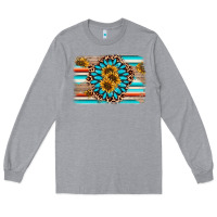 Heather Grey gemstone sunflower background Long Sleeve Tee - AdoDesignShop