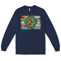 Navy gemstone sunflower background Long Sleeve Tee - AdoDesignShop