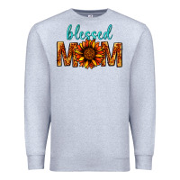 Heather Grey Blessed Mom Premium Sweatshirt - BundleAndBundleShop