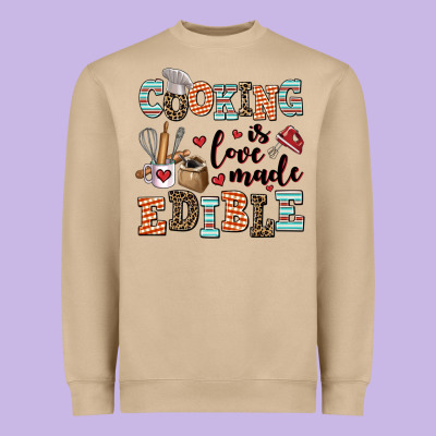 Cooking Is Love Made Edible Heavyweight Sweatshirt Designed By Adodesignshop