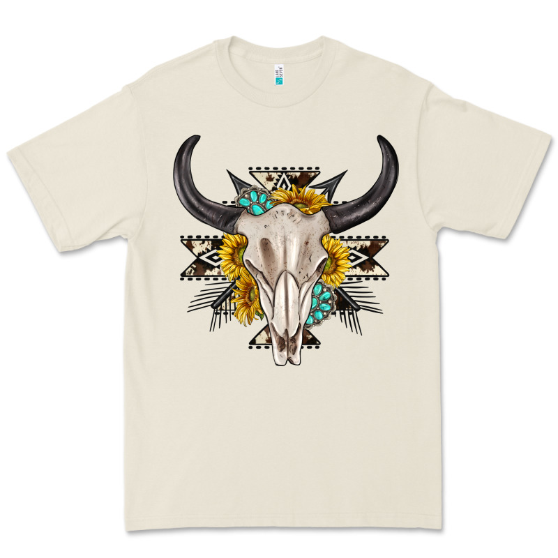 Cow Aztec Western Bull Skull Premium Tee by texasbilliewilder | Teevron