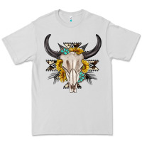 Dove Grey cow aztec western bull skull Premium Tee - texasbilliewilder