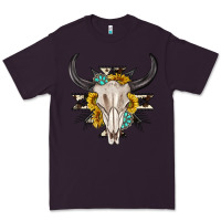 Plum cow aztec western bull skull Premium Tee - texasbilliewilder
