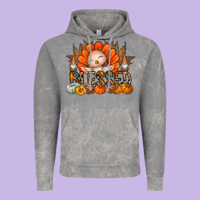 Thanksgiving Turkey Pumpkin Blessed Vintage Hoodie Designed By Cowhidedigitalart