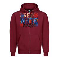Burgundy red white boujee Zipper Hoodie - MaliasSmallBusiness