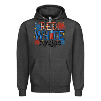 Charcoal Heather red white boujee Zipper Hoodie - MaliasSmallBusiness