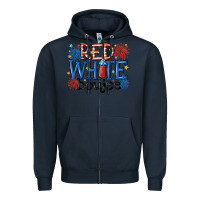 Navy red white boujee Zipper Hoodie - MaliasSmallBusiness