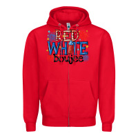 Red red white boujee Zipper Hoodie - MaliasSmallBusiness