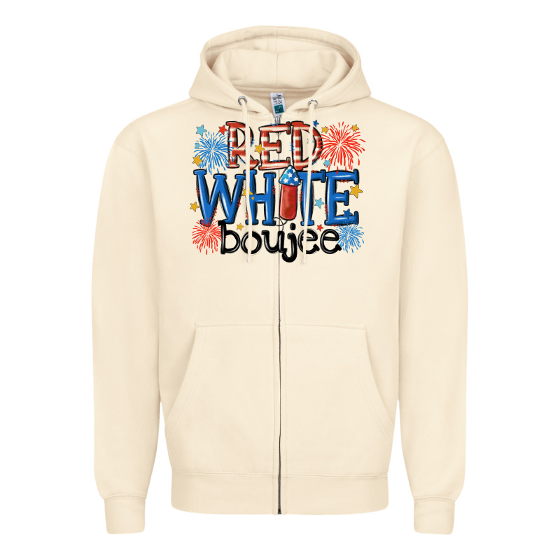 Red White Boujee Zipper Hoodie by MaliasSmallBusiness | Teevron