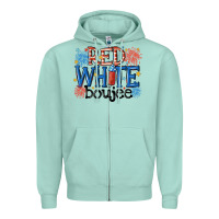 Seafoam red white boujee Zipper Hoodie - MaliasSmallBusiness