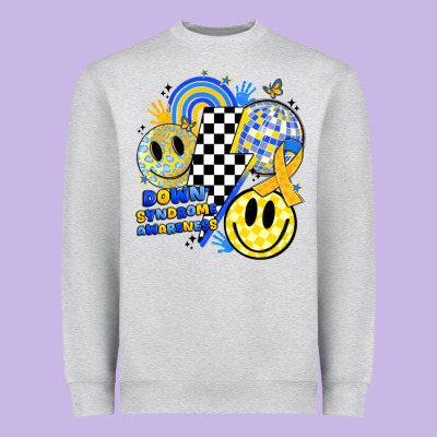 Retro Down Syndrome Awareness Heavyweight Sweatshirt Designed By Jahusdesignshop
