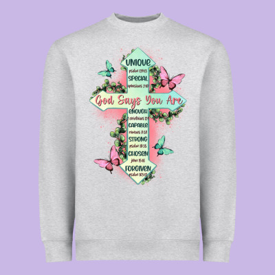 God Says You Are Cross Heavyweight Sweatshirt Designed By Jahusdesignshop