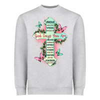 Heather Grey god says you are cross Heavyweight Sweatshirt - JahusDesignShop
