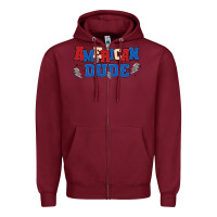 Burgundy american dude Zipper Hoodie - MaliasSmallBusiness
