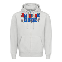 Dove Grey american dude Zipper Hoodie - MaliasSmallBusiness