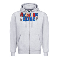 Heather Grey american dude Zipper Hoodie - MaliasSmallBusiness