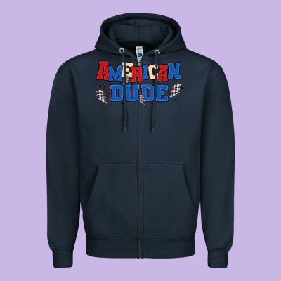American Dude Zipper Hoodie Designed By Maliassmallbusiness