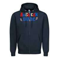Navy american dude Zipper Hoodie - MaliasSmallBusiness