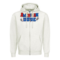 Oatmeal Heather american dude Zipper Hoodie - MaliasSmallBusiness