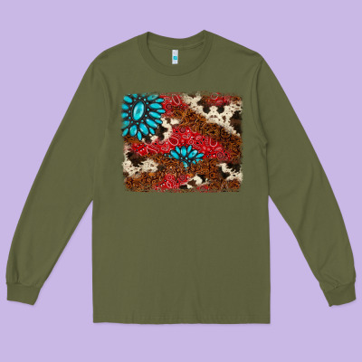 Gemstone Cowhide Background Long Sleeve Tee Designed By Adodesignshop