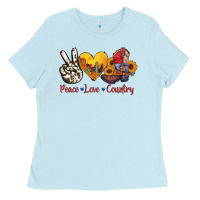 Baby Blue peace love country american texas flag boots Ladies Tee - AdoDesignShop