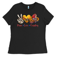 Black peace love country american texas flag boots Ladies Tee - AdoDesignShop
