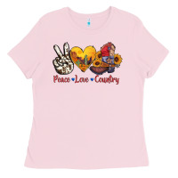 Bubblegum Pink peace love country american texas flag boots Ladies Tee - AdoDesignShop