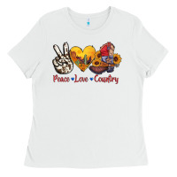 White peace love country american texas flag boots Ladies Tee - AdoDesignShop