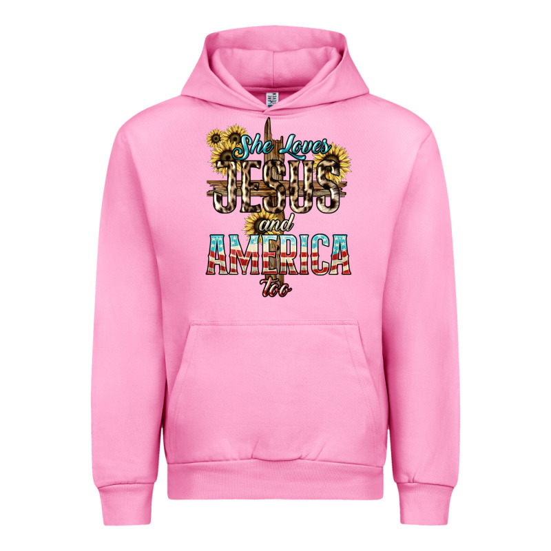 She Loves Jesus And America Too Sunflower Urban Hoodie by HowdyJamesFarm | Teevron