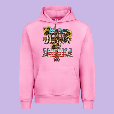 She Loves Jesus And America Too Sunflower Urban Hoodie Designed By Howdyjamesfarm