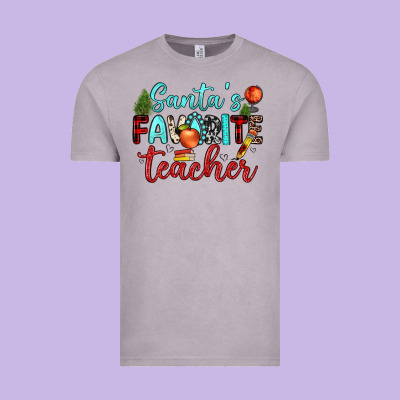 Santa S Favorite Teacher Vintage Tee Designed By Jahusdesignshop
